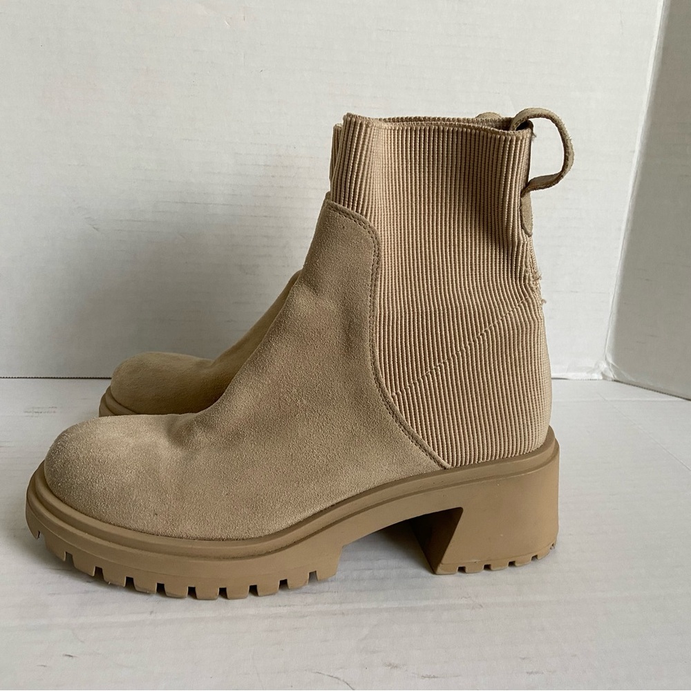 Steve Madden Boots Chelsea Clog Brown Women Sz 10 Tan Leather Fall Lug Sole